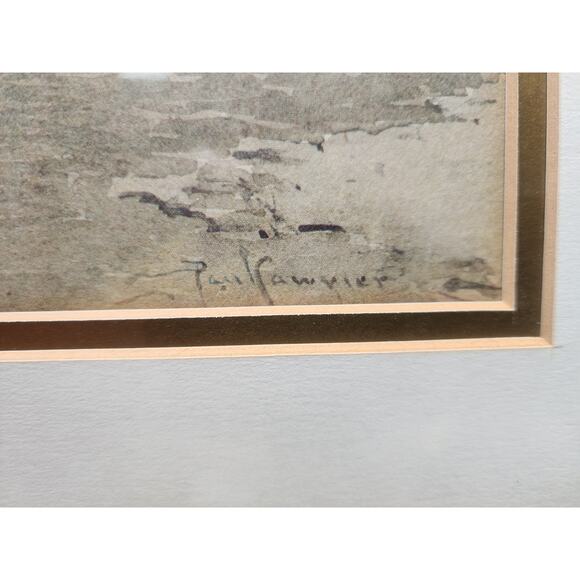 Paul Sawyier “Misty Evening” Lithograph Framed Gold Beveled Wood KY Art 1973 VTG - Picture 8 of 13